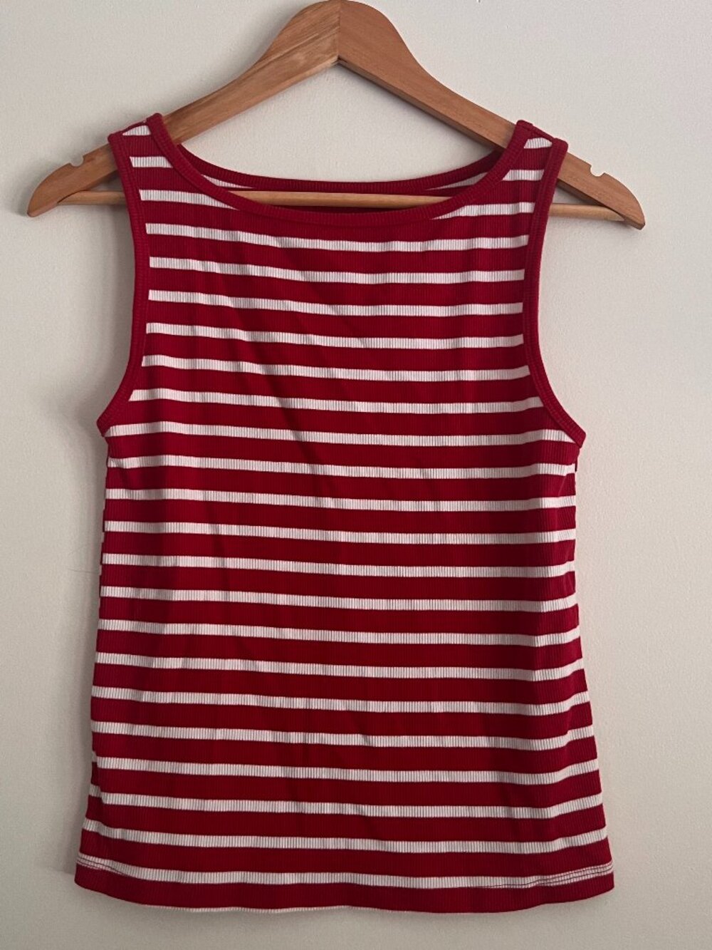 Wild Fable Red White Striped Ribbed Boat Neck Tank